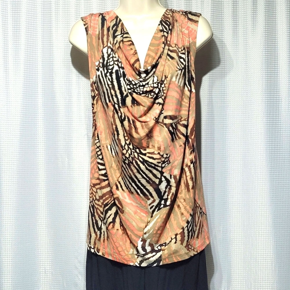 Roz & Ali Peachy Taupe Sleeveless Top (1X)
